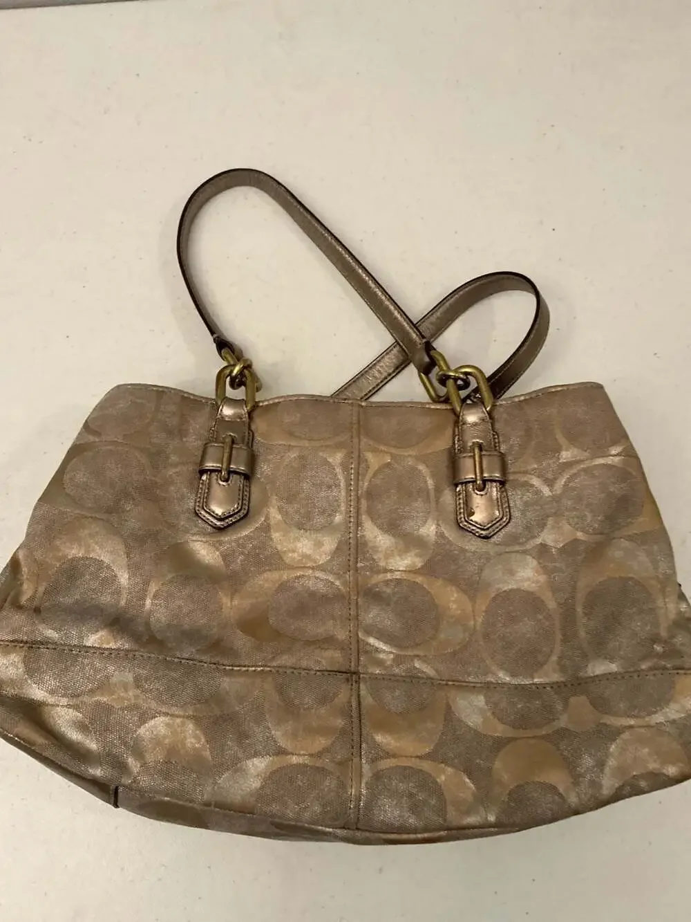 Coach Chelsea Signature Jayden Carryall Gold Patina Bag 18687